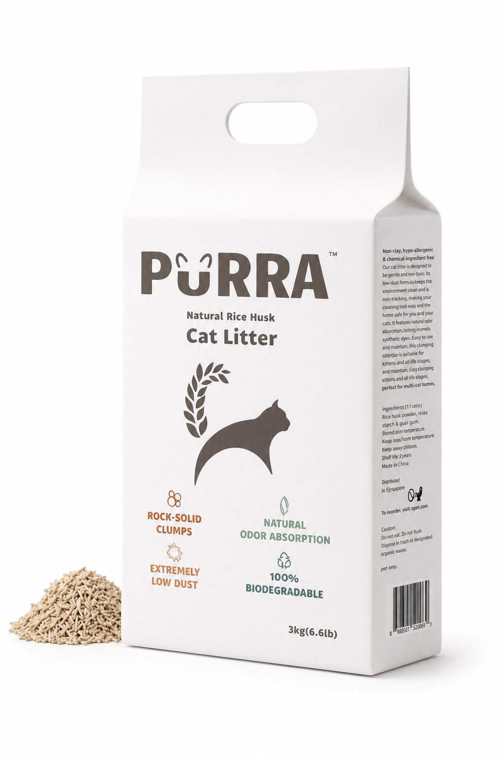 PURRA Natural Rice Husk Cat Litter