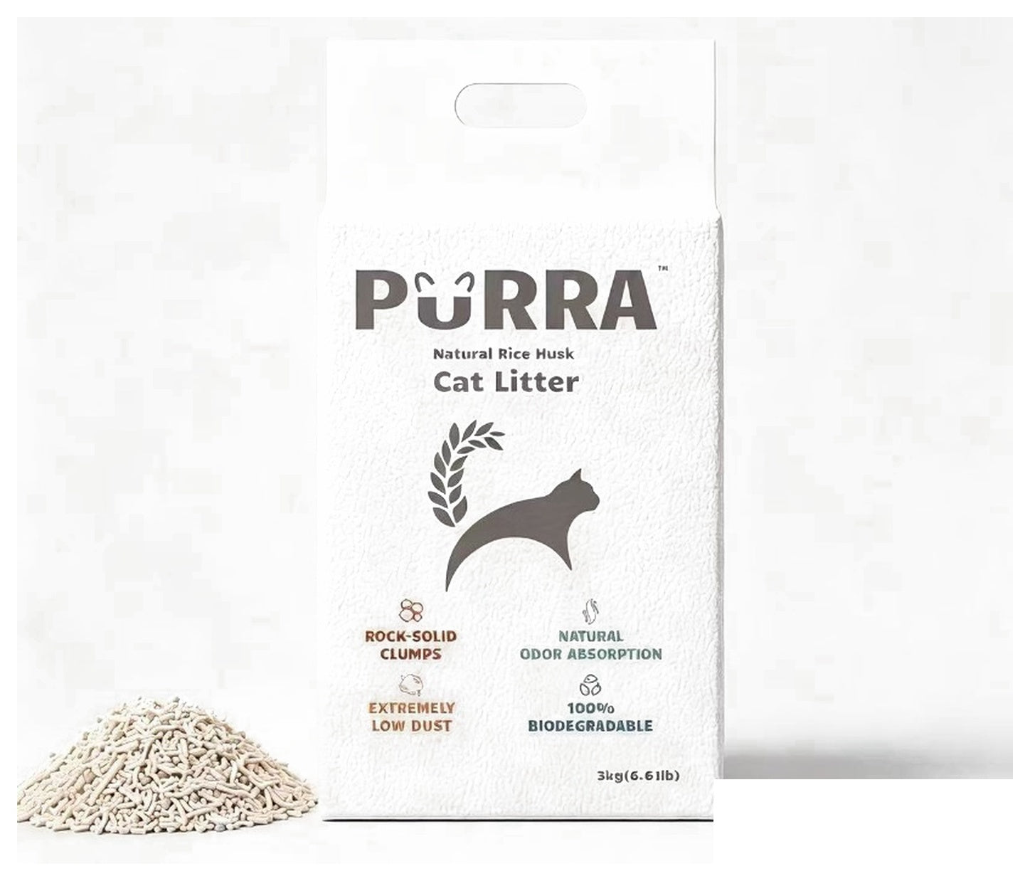 PURRA Natural Rice Husk Cat Litter — 3kg